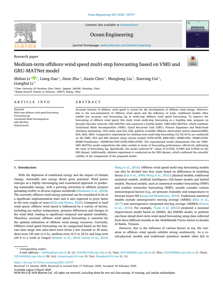 Medium-Term Offshore Wind Speed Multi-Step Forecasting Based On VMD and ...