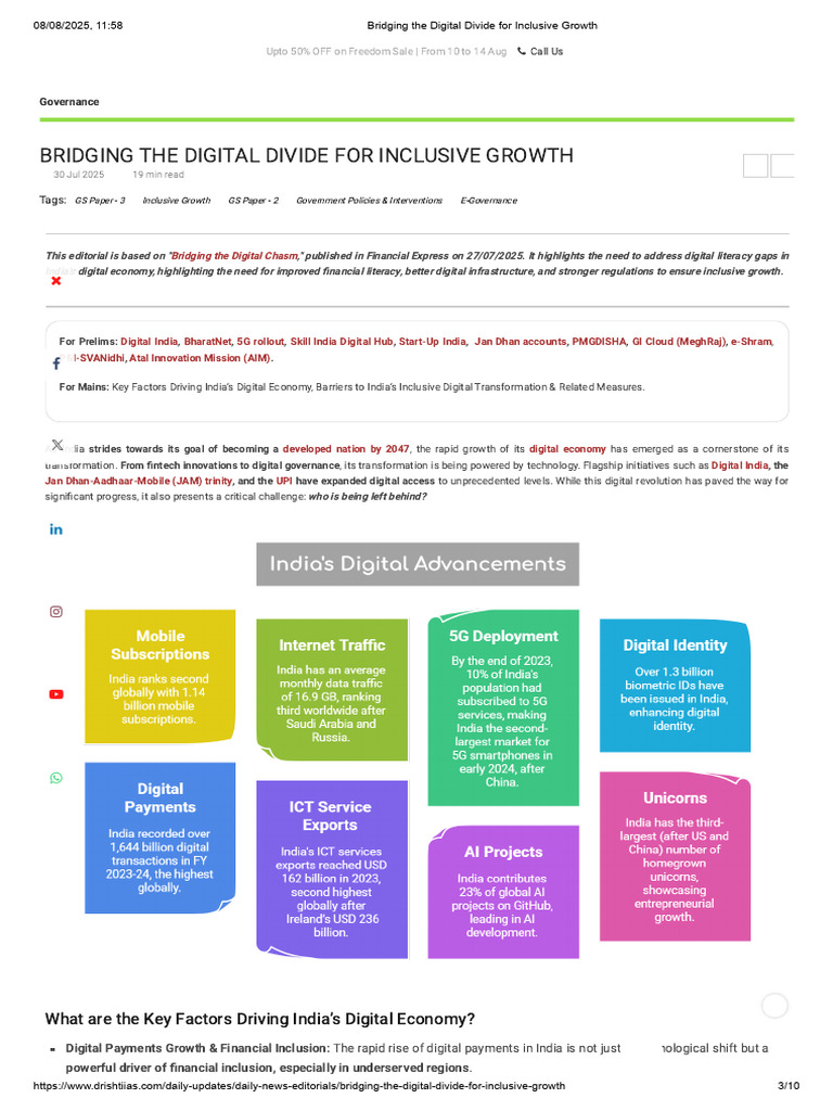Bridging The Digital Divide For Inclusive Growth | PDF | Computer ...