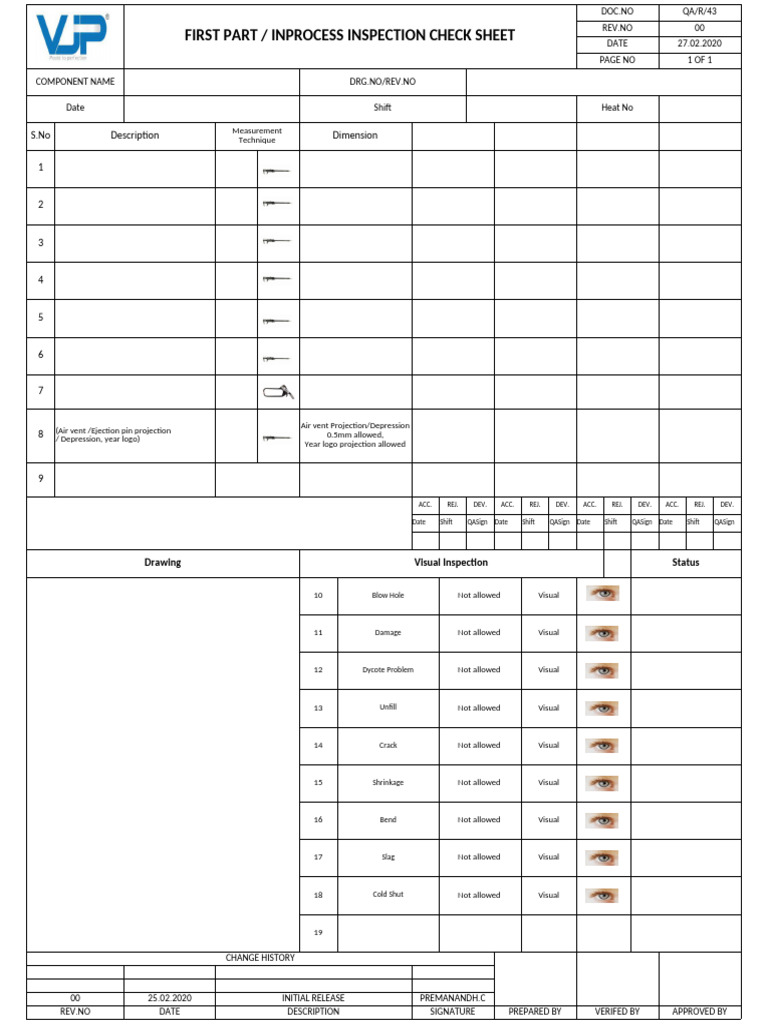 In-Process Inspection Checklist | PDF | Mechanical Engineering ...
