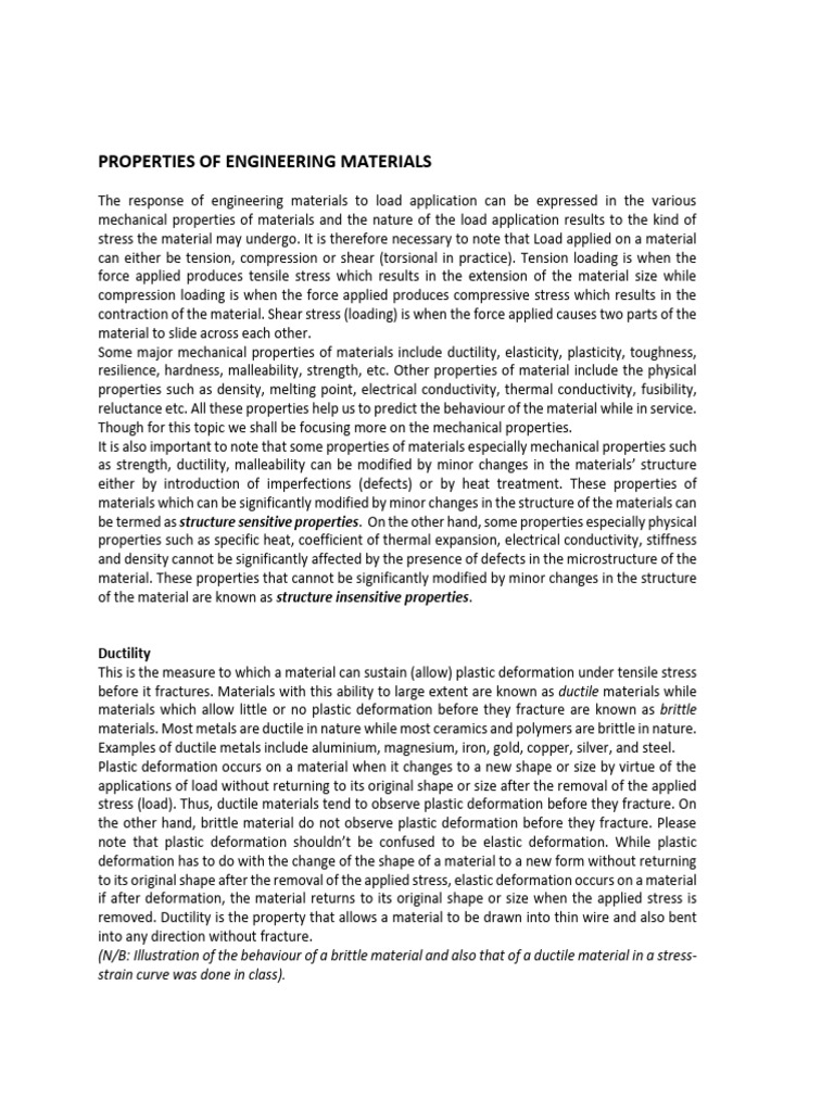Engineering Materials: Mechanical Properties | PDF | Deformation ...