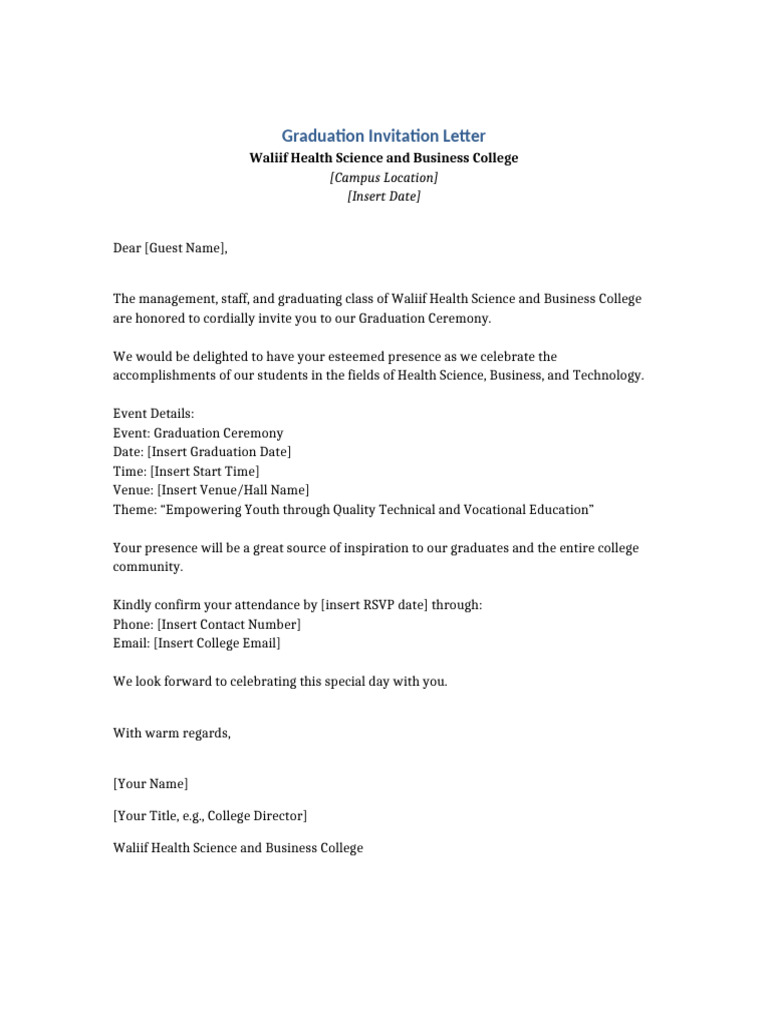 Graduation Ceremony Invitation Letter | PDF