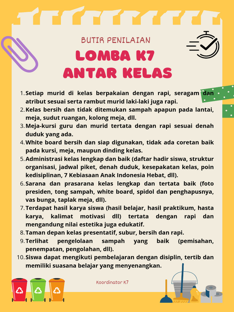 Lomba K7: Penilaian Kelas Bersih dan Rapi | PDF