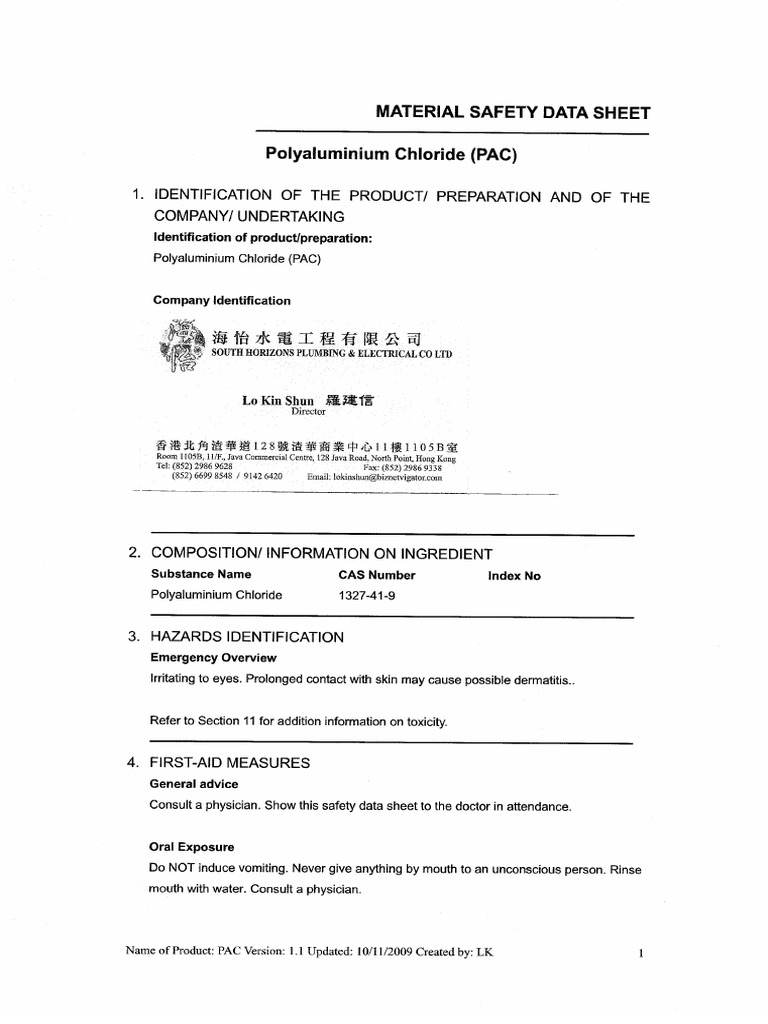 Clarifloc 2 Pac Msds | PDF