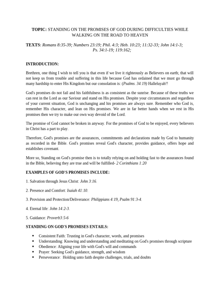 Standing Firm on God's Promises | PDF | God | Jesus