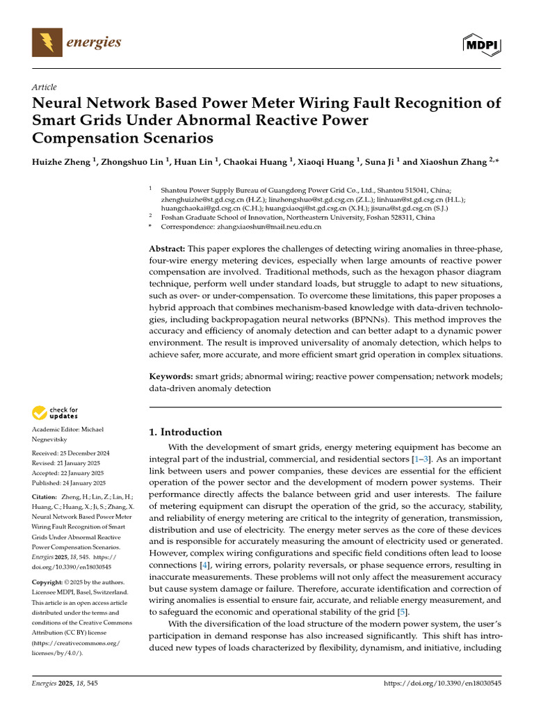 Neural Network Based Power Meter Wiring Fault Recognition of | PDF ...