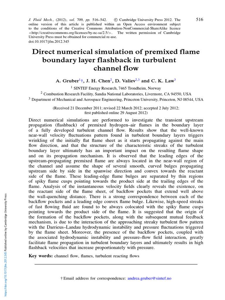 Direct Numerical Simulation of Premixed Flame Boundary Layer Flashback ...