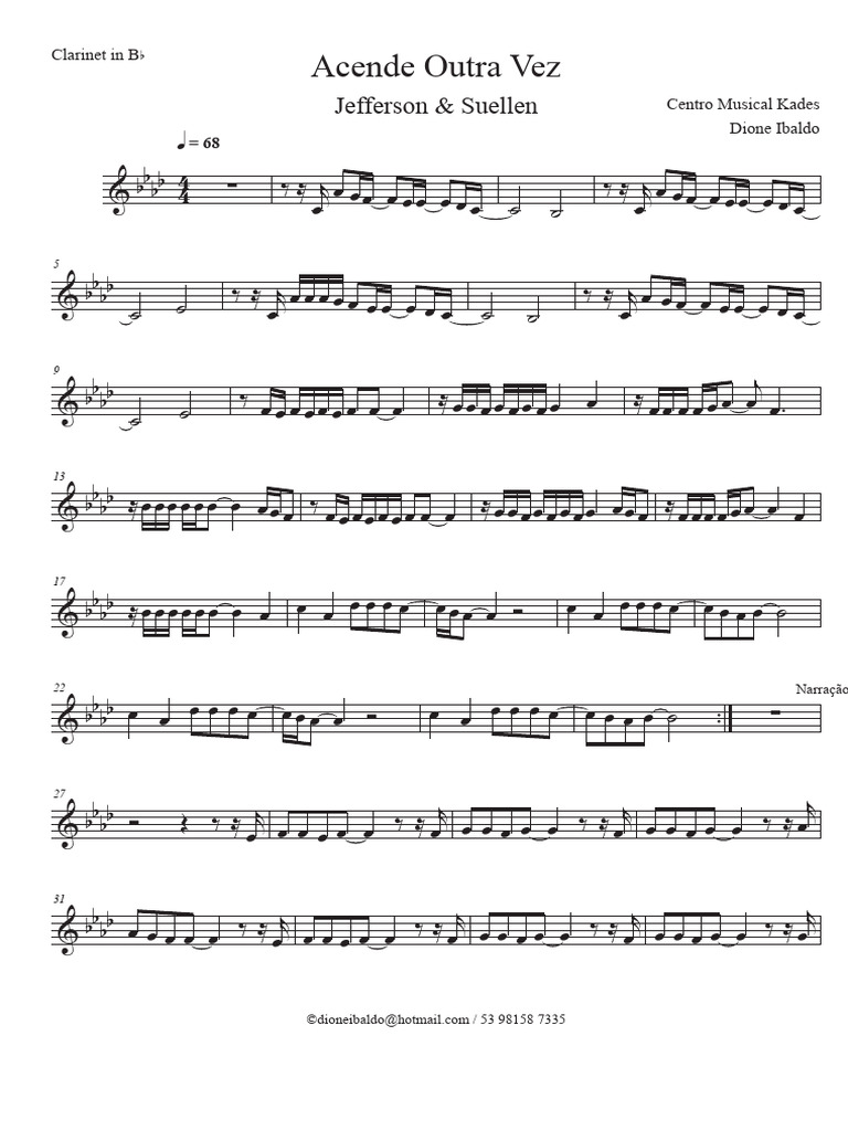 Acende Outra Vez - Partitura Clarinete | PDF