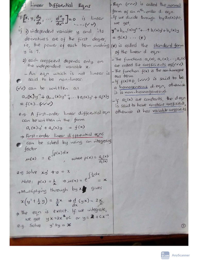 ODEs Notes Section 2 | PDF