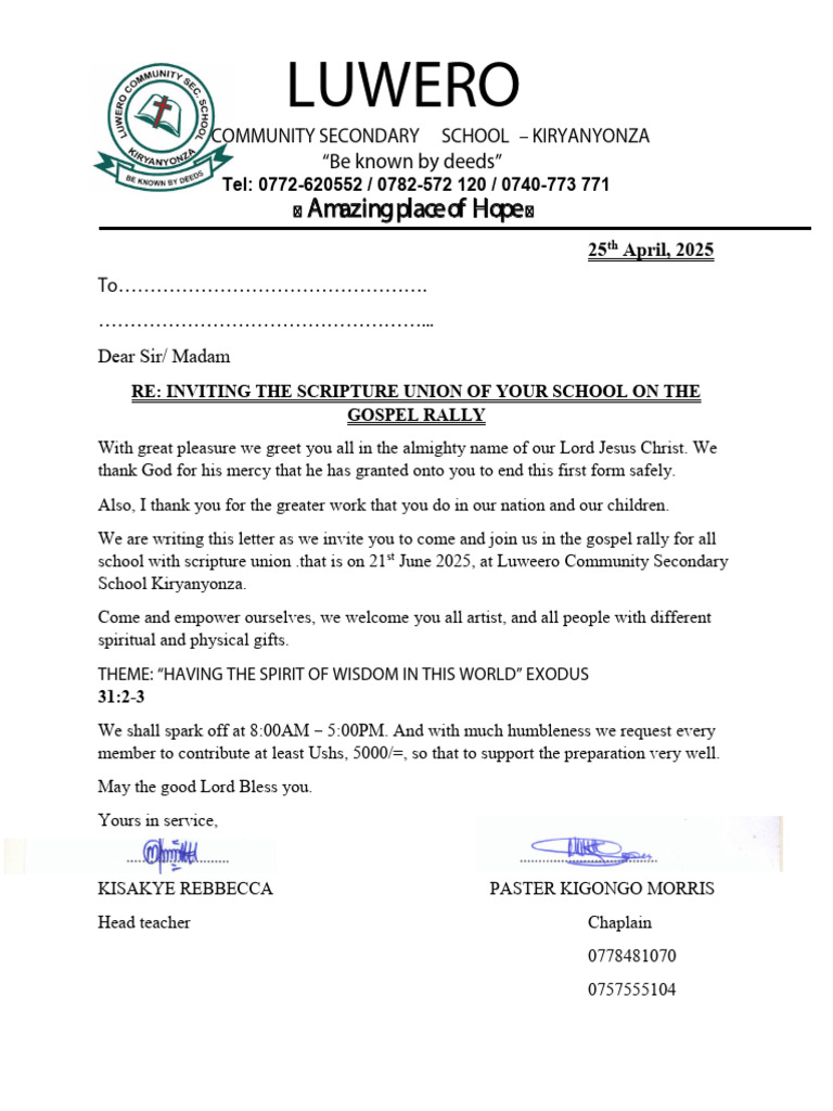 Scripture Union Gospel Rally Invitation | PDF