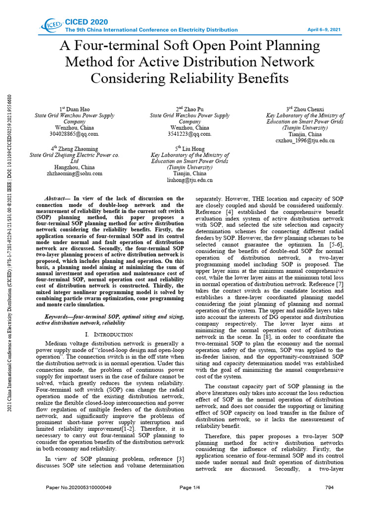 Bb1 A Four-Terminal Soft Open Point Planning Method For Active ...