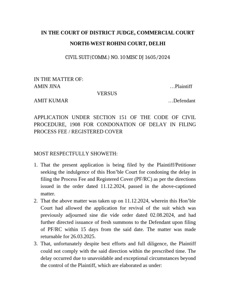 Condonation of Delay Application | PDF | Legal Concepts | Judiciaries