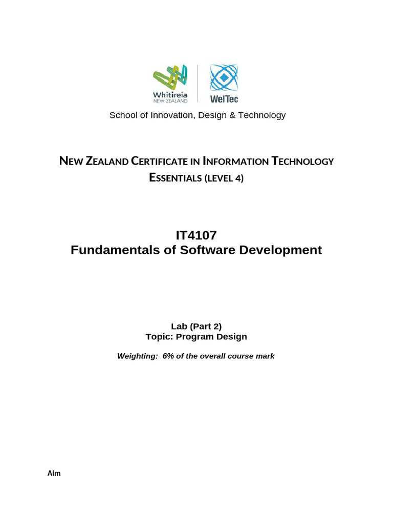 Lab 2: Program Design for IT4107 | PDF | Algorithms | Computer Programming