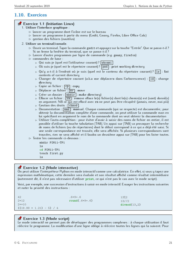 Exercices de base en Python et Linux | PDF | Python (Langage de ...