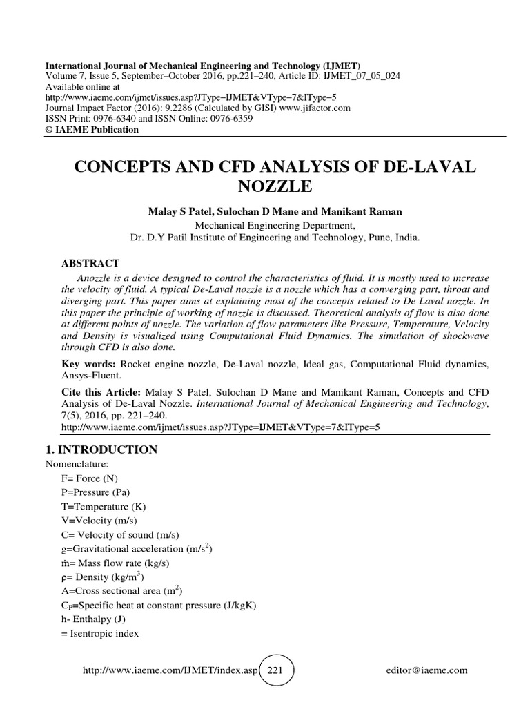 CFD Analysis of De-Laval Nozzle Design | PDF | Nozzle | Mach Number