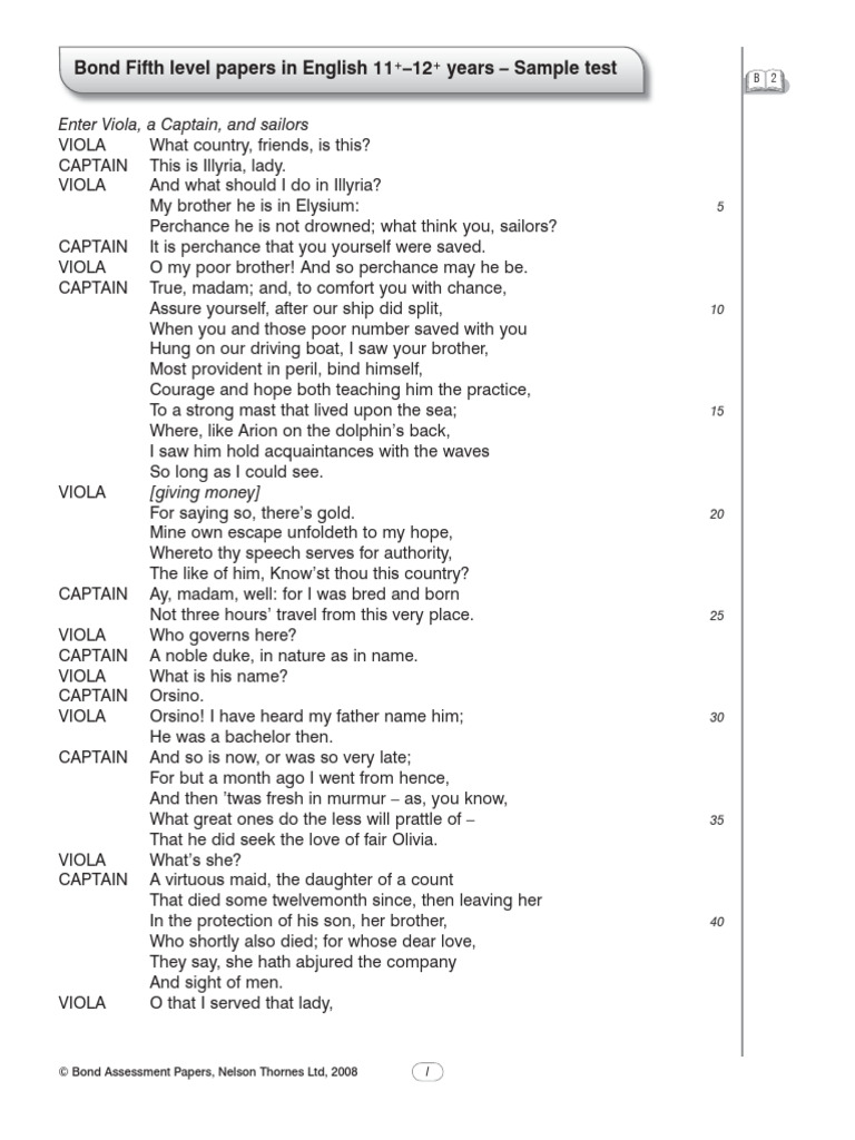 Bond English Sample Test Paper 11+ | PDF | Word | Plural