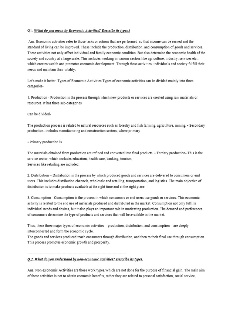 Economic and Non-Economic Activities Explained | PDF | Expense | Commerce