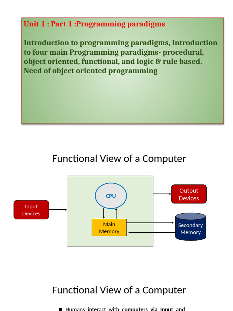 Overview of Programming Paradigms | PDF | Object Oriented Programming ...