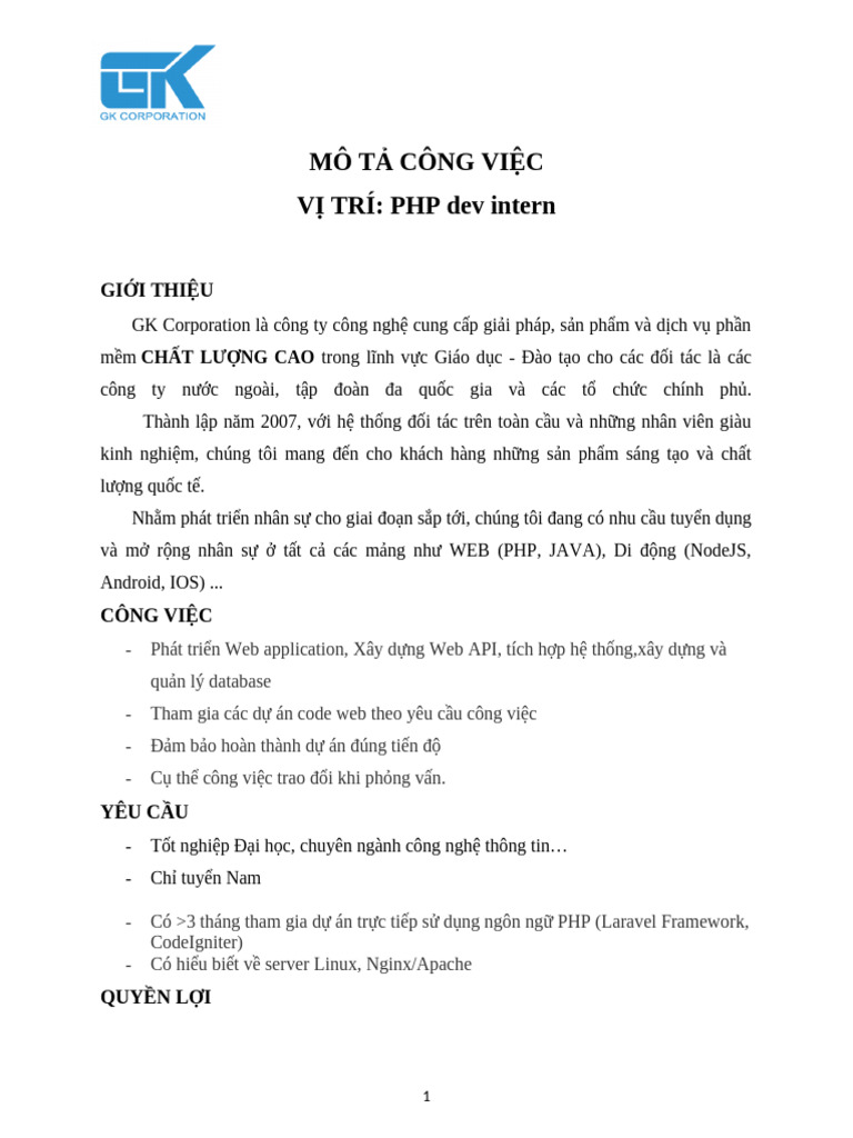 JD PHP Intern Dev | PDF