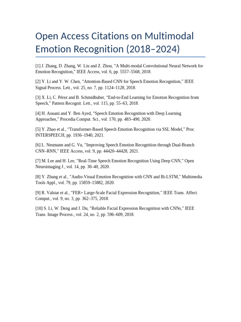 Open Access on Multimodal Emotion Recognition | PDF