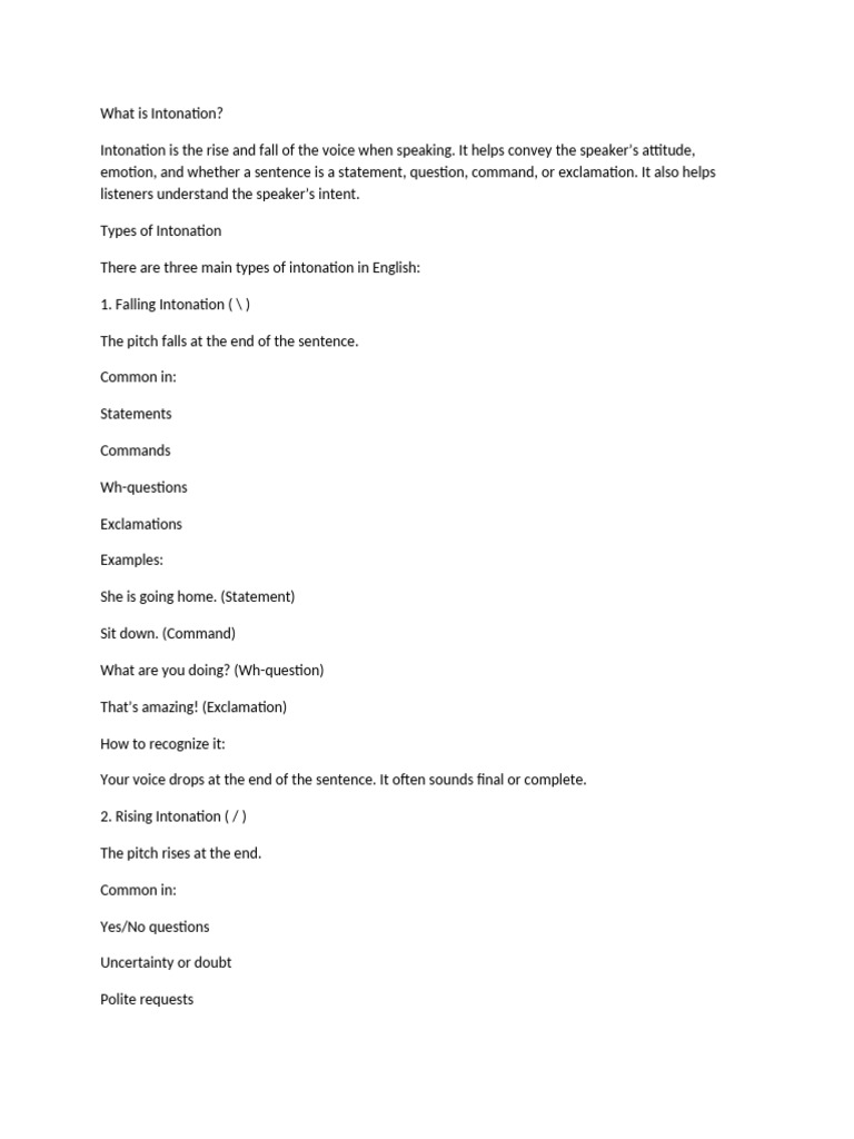 Understanding Intonation Types | PDF | Question | Language Mechanics