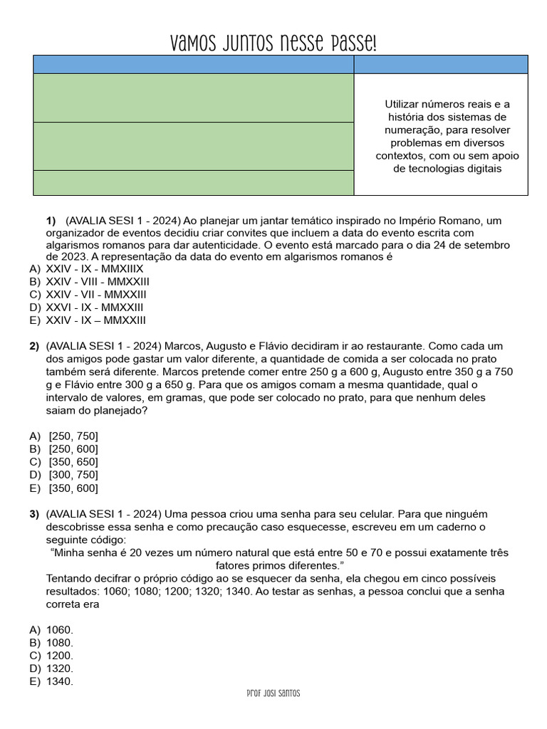 Questã - Es Do Passe Por Objeto de Conhecimento | PDF | Números | Função  (Matemática), image size:768x1024