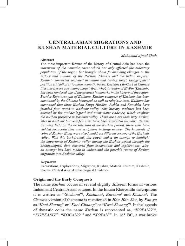 Kushan Migrations and Culture in Kashmir | PDF