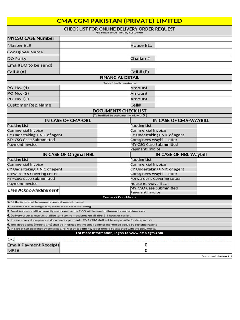 CMA CGM Document Checklist Guide | PDF | Receipt | Chess Theory
