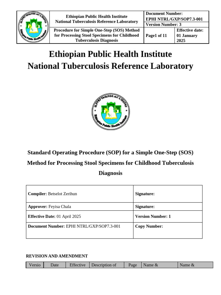 SOS Method for Pediatric TB Stool Testing | PDF | Polymerase Chain ...