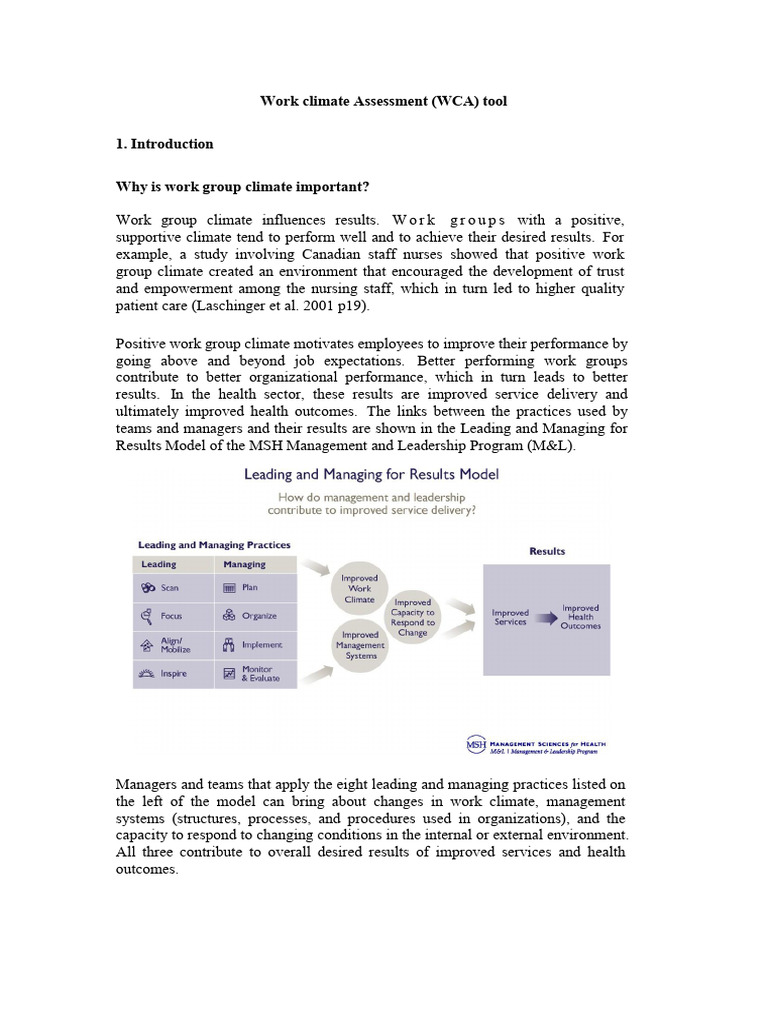 Work Group Climate Assessment Tool | PDF | Business | Psychology