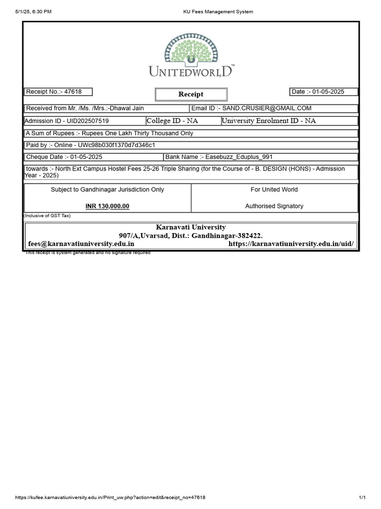 KU UNIVERSITY HOSTEL FEES visual data 5