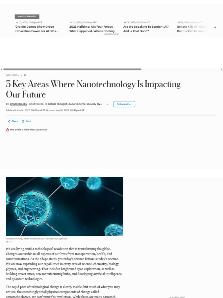3 Key Areas Where Nanotechnology Is Impacting Our Future | PDF ...