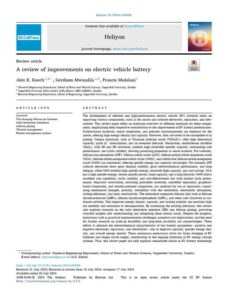 Advances in Electric Vehicle Battery Technology | PDF | Lithium Ion ...
