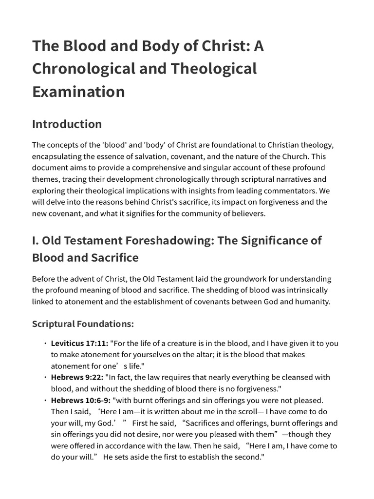 The Blood and Body of Christ A Chronological and | PDF | Eucharist ...