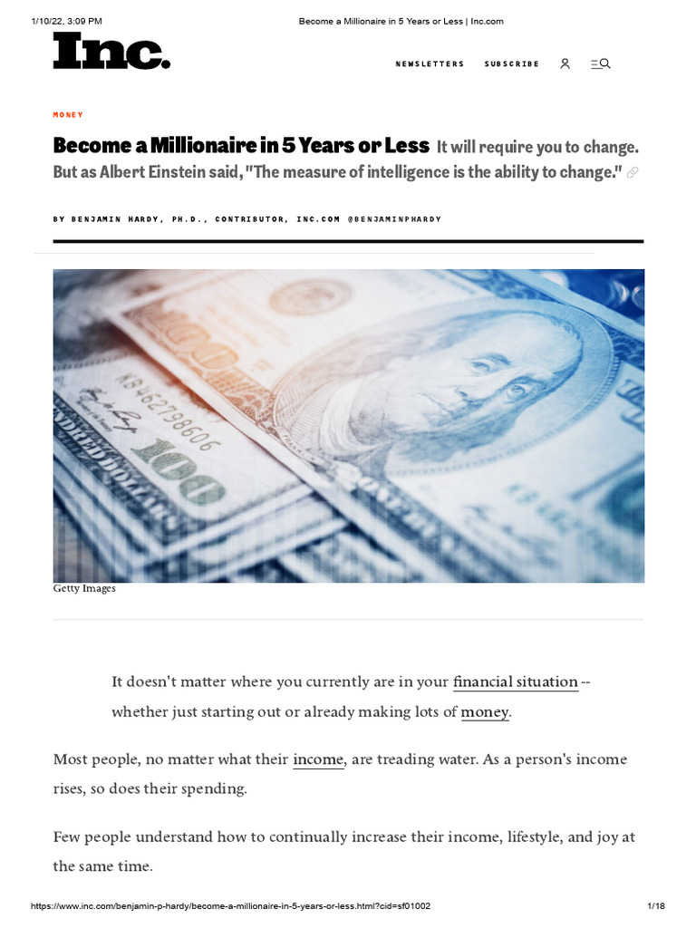 Become A Millionaire in 5 Years or Less | PDF | Flow (Psychology) | Habits