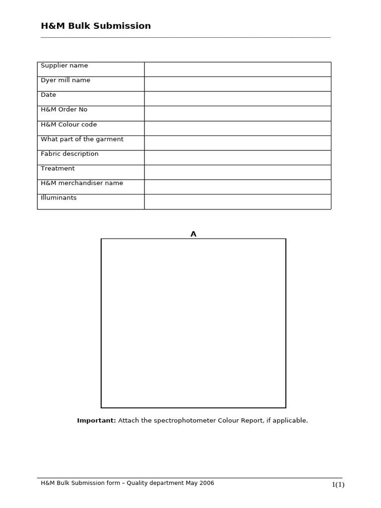 H&M Bulk Submission Form Guide | PDF