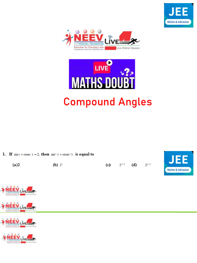 Compound Angles: JEE Math Problems | PDF | Chess Theory | Chess