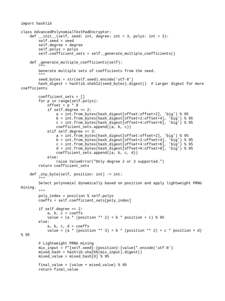 Advanced Polynomial Text Pad Encryption | PDF | Applied Mathematics ...