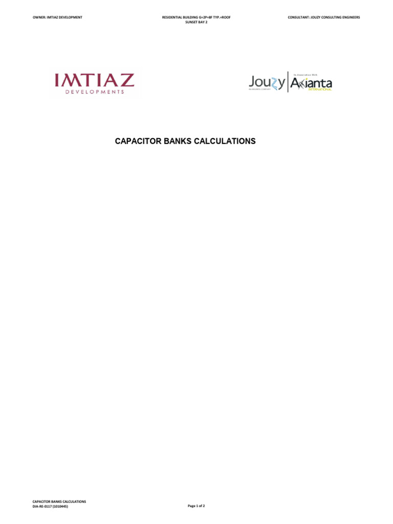 Capacitor Bank Calculations for Sunset Bay 2 | PDF | Electrical ...