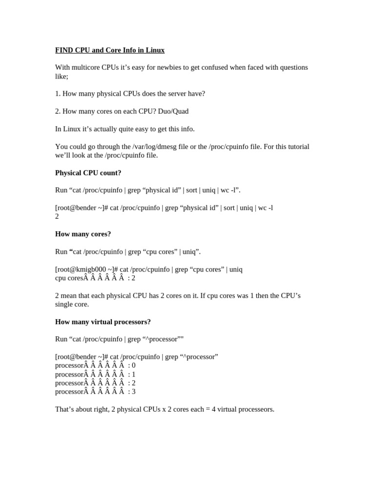 CPU and Memory Info in Linux | PDF