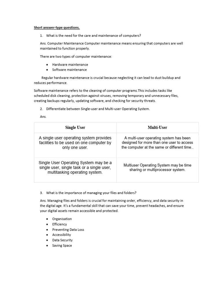 Computer Maintenance and Operating Systems | PDF | Operating System ...