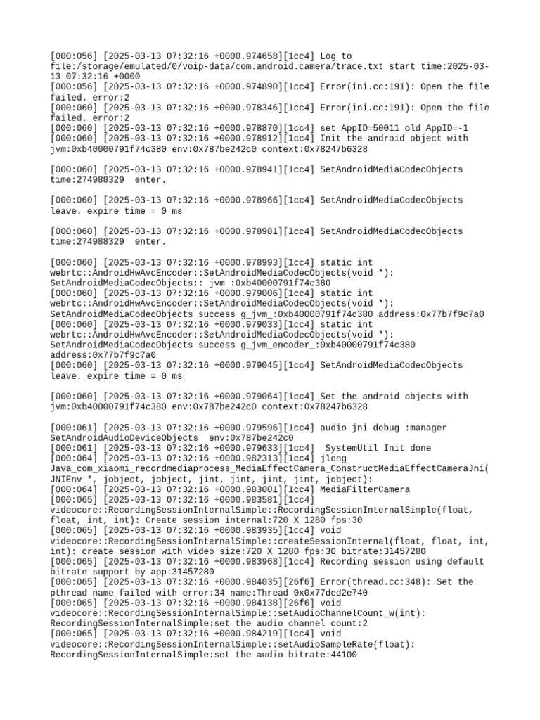 Android Camera Log Errors and Initialization | PDF | Filter (Signal ...