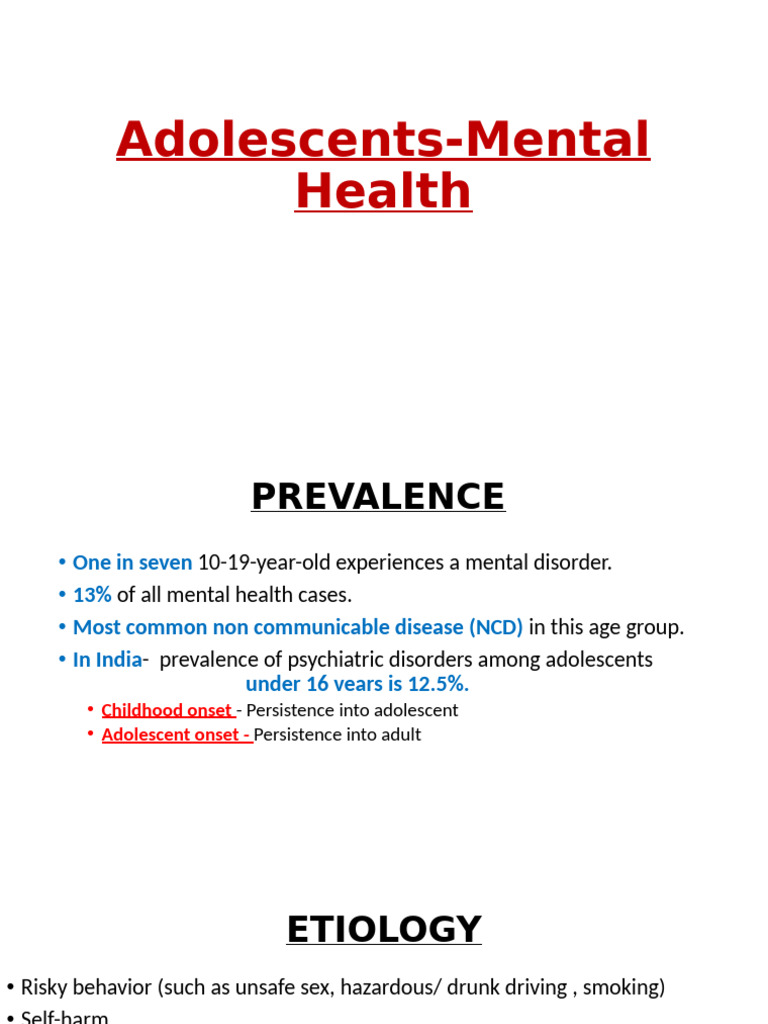 Adolescent Health-Mental Health PDF | PDF | Adolescence | Mental Disorder