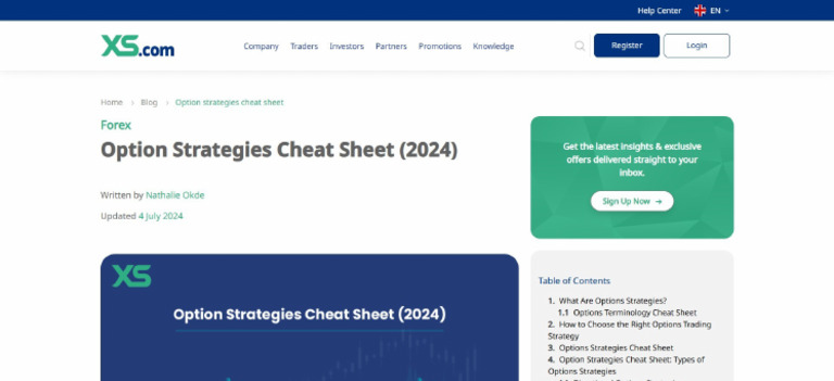 Option Strategies Cheat Sheet For Traders 2024 XS | PDF