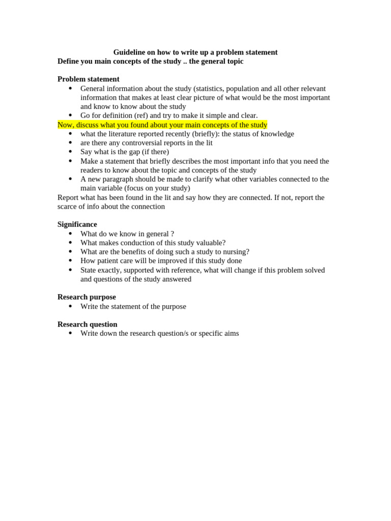 Guideline On How To Write Up A Problem Statement | PDF
