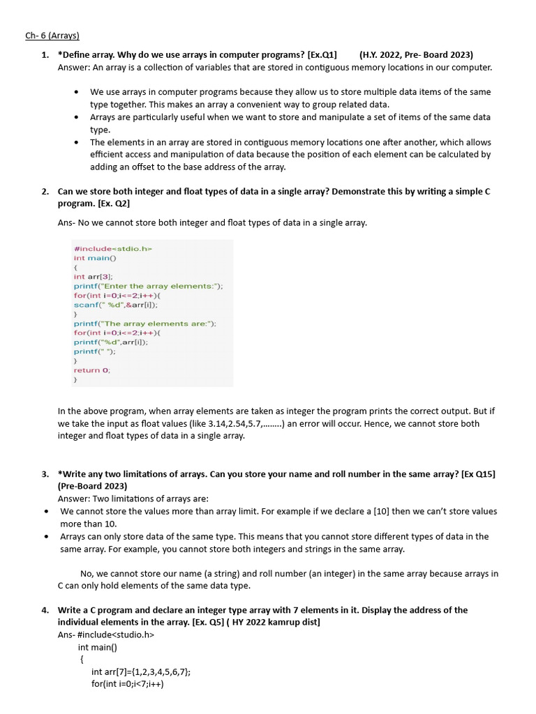 Ch-6, 7 Imp QSTN and Answers | PDF | Integer (Computer Science ...