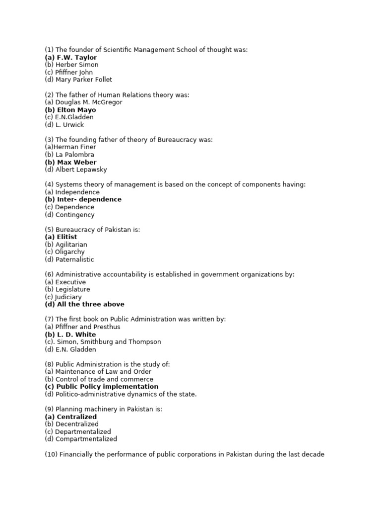 Governance Mcqs (Public Administration) | PDF | Motivation | Motivational