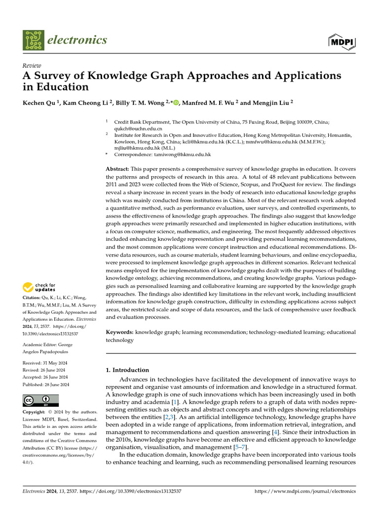 Knowledge Graphs in Education: A 2024 Survey | PDF | Quantitative ...