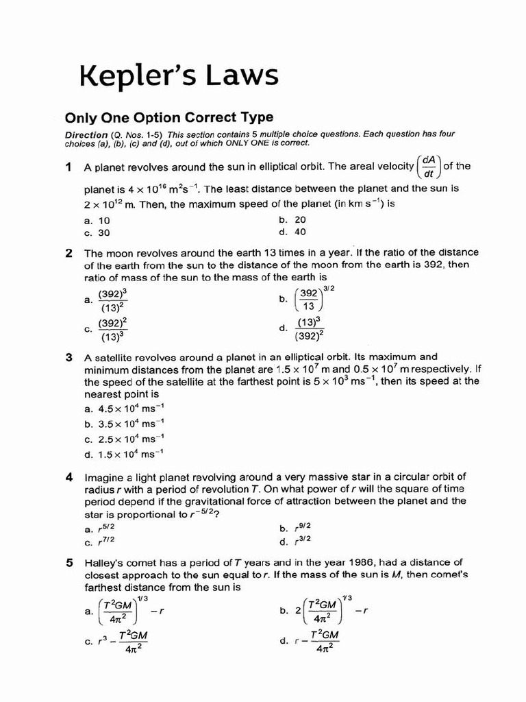 Kepler S Laws Pdf