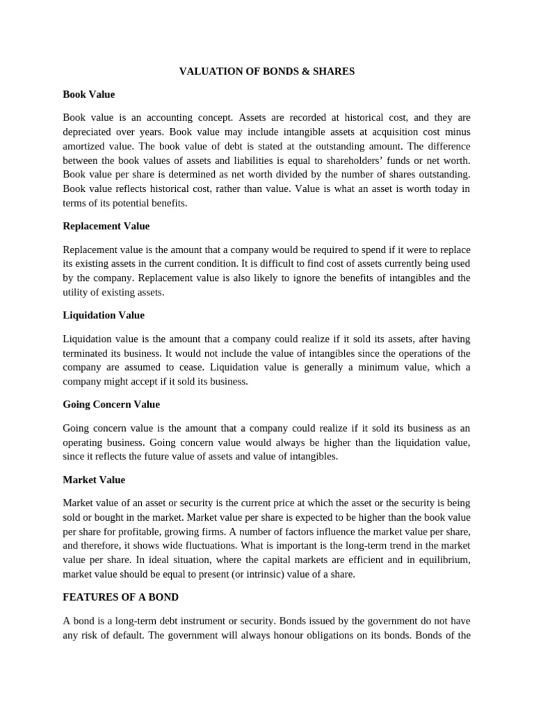 Valuation of Bonds Shares | PDF | Book Value | Bonds (Finance)