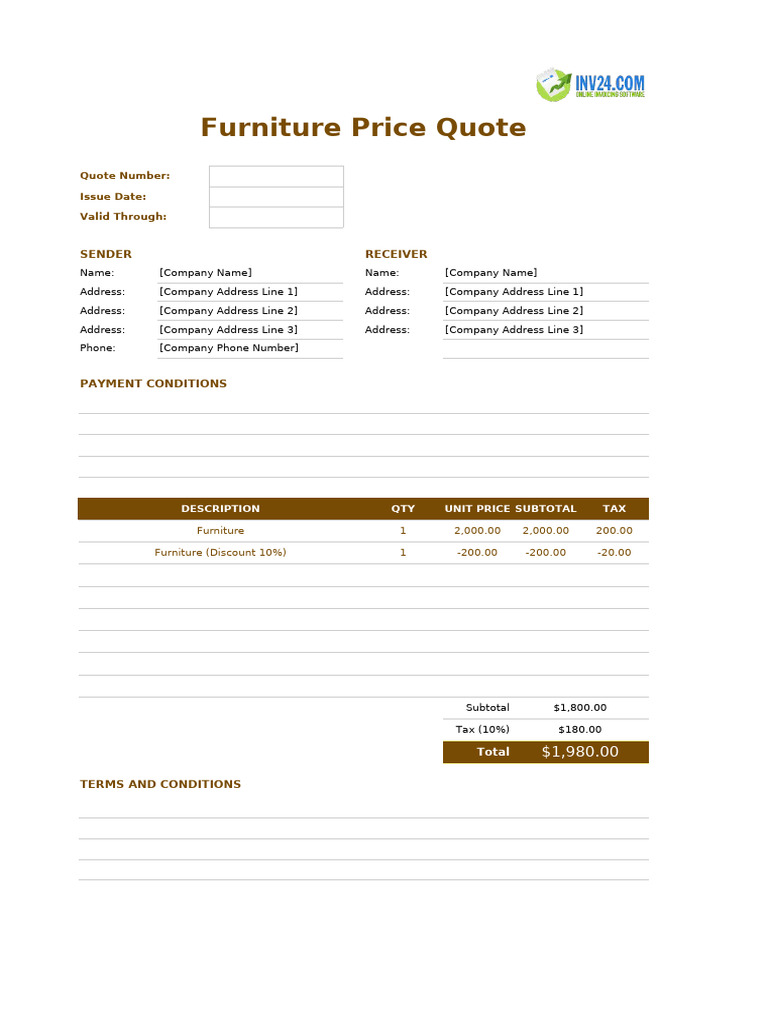 Office Furniture Quotation Template | PDF